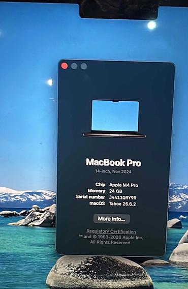 macbook sahibinden: Apple MacBook Pro 14" (2024, noyabr buraxılışı) - Çip: Apple M4 Pro - — 2