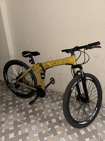 Спорт и хобби: Velosiped – sarı rəngli, qatlanan gövdəli “Mercedes-Benz” yazılı model — 1
