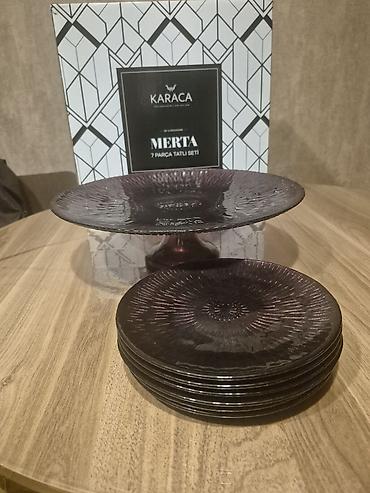 karaca: Tort və şiriniyyat qabı, rəng - Bənövşəyi, Şüşə, Türkiyə — 3