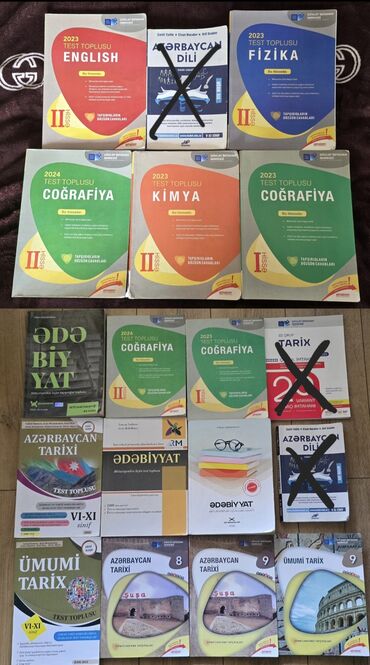 сборник тестов по литературе: Bu kolleksiya ingilis dili, Azərbaycan dili, fizika, coğrafiya, kimya