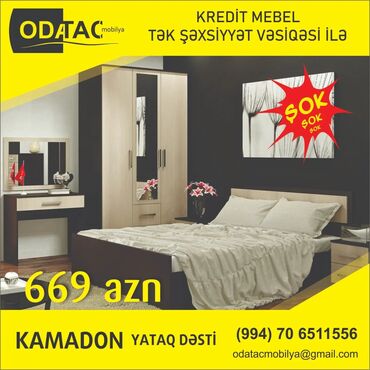 Yataq otağı dəstləri: İkinəfərlik çarpayı, Komod, 2 tumba, Dolab, Türkiyə, Yeni — 3