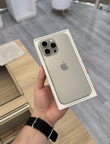 apple studio: IPhone 15 Pro Max, Новый, 256 ГБ, Natural Titanium, Защитное стекло, Коробка, Чехол, 88 % — 1