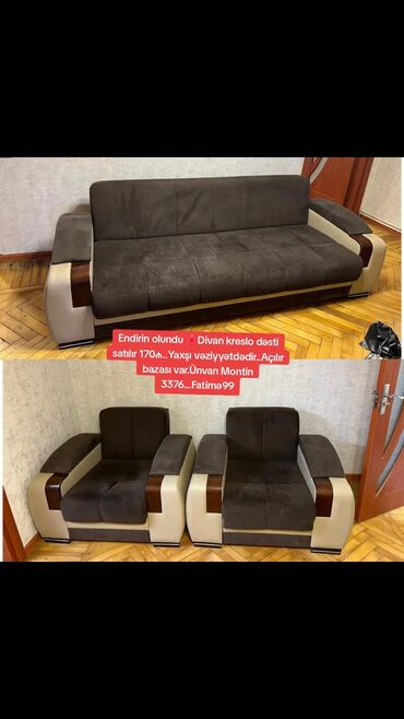 Кресла: Endirin olundu ❗Divan kreslo dəsti satılır 170₼. Yaxşı