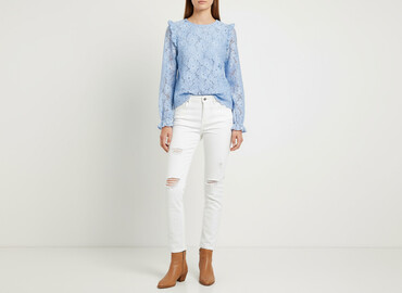 bluzka z kwiatem 3d hm: H&M, Women's blouse, size 2XS