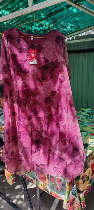 сумки женские зимние: Повседневное платье, Китай, Лето, Шифон, Оверсайз, 5XL (EU 50)