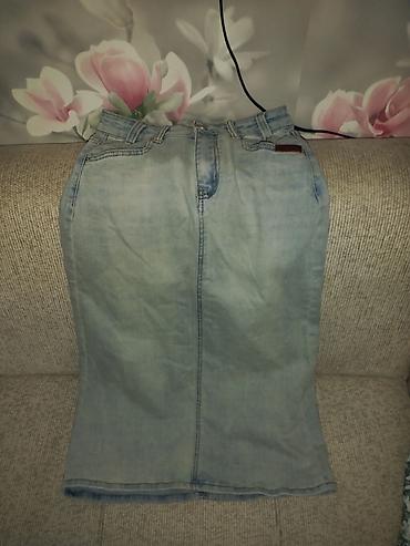 Ətəklər: Mavi rəngli uzun cins ətək - Material: klassik denim (cins), açıq — 1