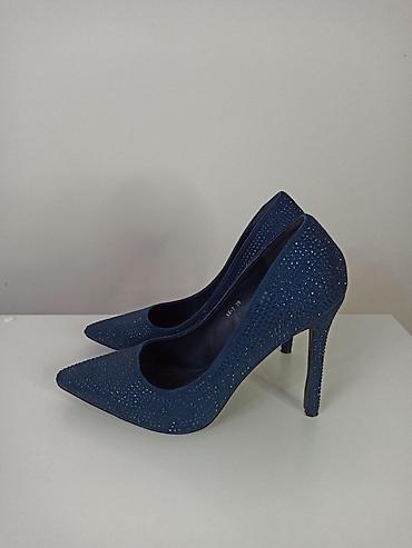 vodootporna obuća: Prelepe teget salonke sa cirkonima – broj 39 Izuzetno elegantne teget — 7