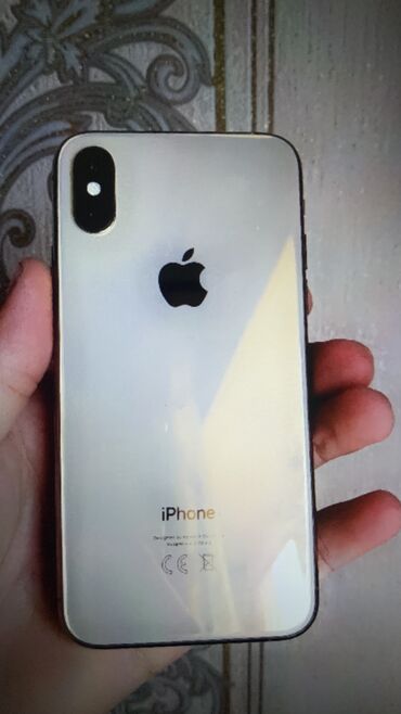 Apple iPhone: IPhone Xs, Б/у, 64 ГБ, Золотой, Защитное стекло, Чехол, Кабель, 76 %