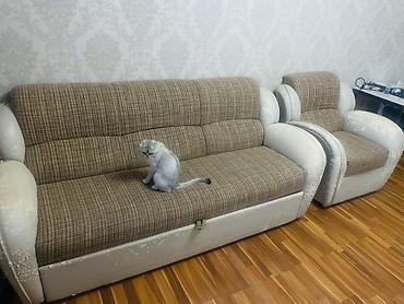 купить стулья для гостиной: Комплект мягкой мебели, Б/у, Самовывоз, цвет - Коричневый — 1