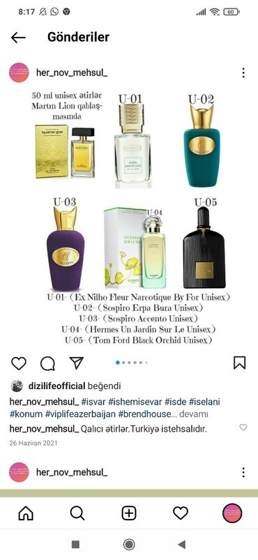 meqamor etri: Heftelerle qalici 50 ml kişi, qadin ve unisex etirler