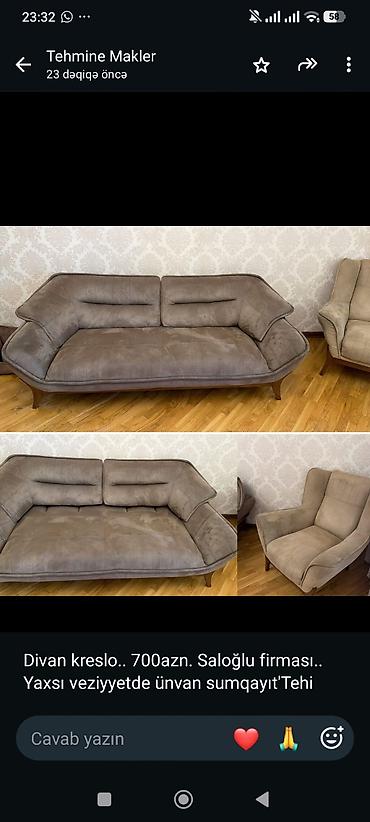 Divan kreslo. 700azn. Saloğlu firması. Yaxsı veziyyetde ünvan