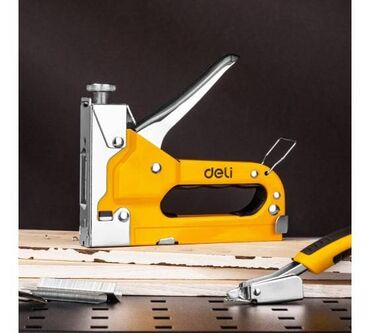 Другие инструменты: Строительный мебельный степлер DELI металлический с регулировкой +