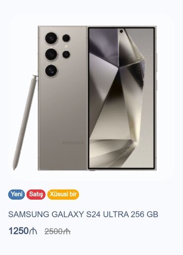 Samsung: Samsung Galaxy S24 Ultra, 256 GB, Zəmanət, Kredit, Sənədlərlə