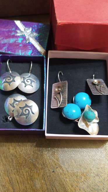 Серебряные серьги: Серебряные серьги, Проба 925, Агат, Женские, Новый — 18