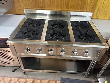 Плита газовая профессиональная 6-конфорочная из нержавеющей стали