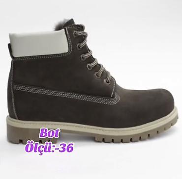 rezin bot: Qadın/Unisex qış botu – ölçü: 36 - Rəng: tünd qəhvəyi, açıq krem — 1