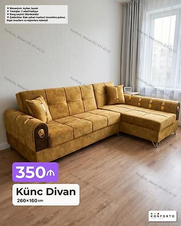 Ev və bağ: Məhsul: Künc divan Ölçü: 260 x 160 sm Qiymət: 350 ₼ — 1