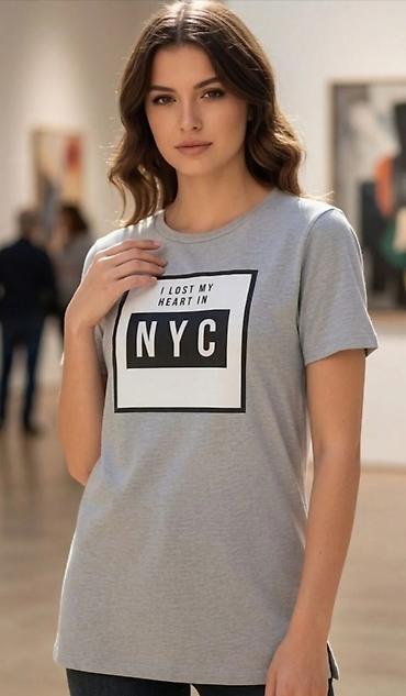 Siva ženska majica kratkih rukava sa štampom “I LOST MY HEART IN NYC”
