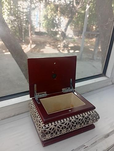 dekor soba: Taxta və metal işləməli dekorativ qutu - Material: Tünd qəhvəyi — 2