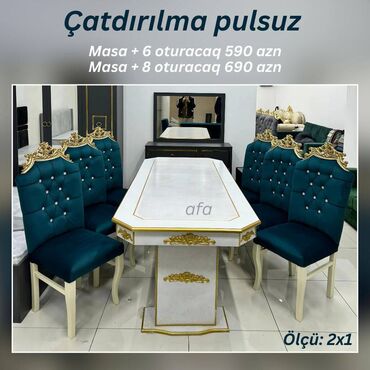qonaq otağı masa: Qonaq otağı üçün masa dəstləri Masa ölçü: 2x1 Masa + 6 oturacaq 590