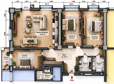 Продажа квартир: 4 комнаты, 138 м², Асанбай мкр Элитка, 18 этаж, ПСО (под самоотделку) — 2
