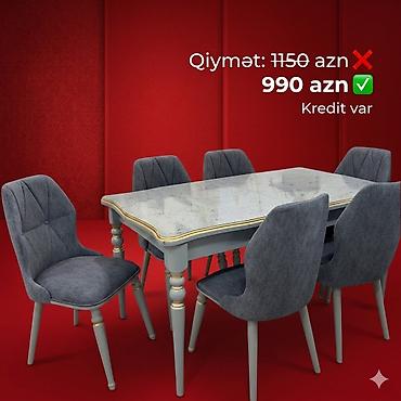 çörək sexi: Qonaq otağı üçün, Yeni, Açılan, Dördbucaq masa, 6 stul — 1