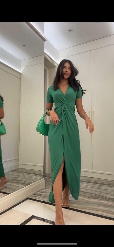 платье зеленое: Повседневное платье, Лето, Длинная модель, S (EU 36), M (EU 38)