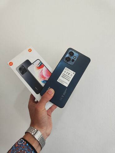 kredit telefon veren magazalar: Xiaomi Redmi Note 12, 128 ГБ, цвет - Черный, 
 Кнопочный, Отпечаток пальца