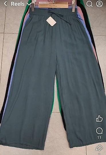 helanke sorc: Pantalone udobne siroke sa elasticnim pojasem.Bez,svetlo plava,puder — 6