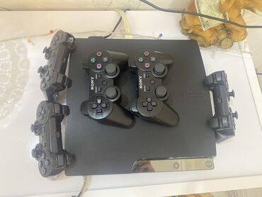 PS3 (Sony PlayStation 3): Ps3 slim (PS4 İLƏ BARTER)2 ədəd oyun mağazası var isdədiyin oyunu