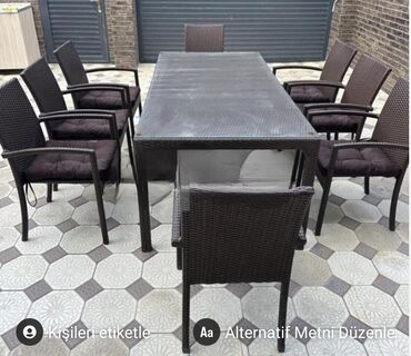 həyət üçün stol stul: Heyet üçün masa desti.1250azn. həsirden masa dəsti . üzerinde