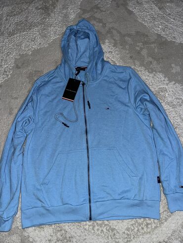mokasine sa rebrastim djonom: Sweatshirt, XL (EU 54), Tommy Hilfiger, color - Light blue, With a hood