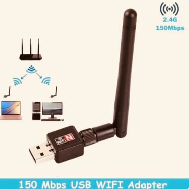 wifi adapter baku: USB Wi-Fi adaptörü 150 Mbit/s, 2,4 GHz, 802.11n/g/b
