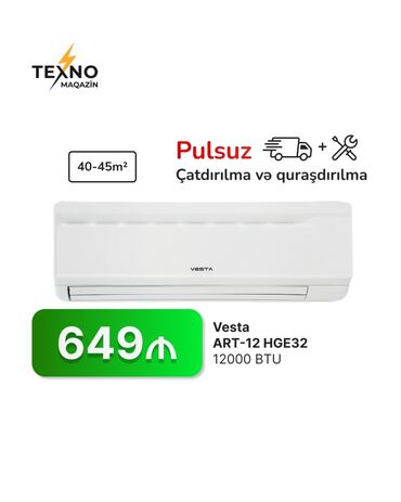 Kondisionerlər: Kondisioner 40-45 kv. m, Split sistem, Kredit yoxdur, Pulsuz quraşdırılma