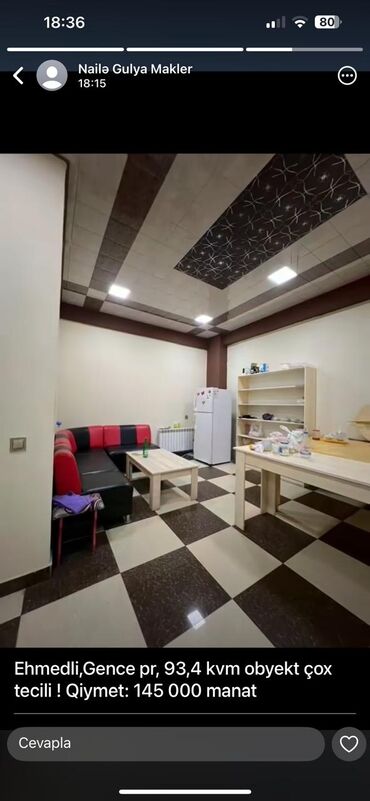 Kommersiya daşınmaz əmlakının satışı: Əhmədli qəsəbəsində, Gəncə prospektində yerləşən bu obyekt 93.4 -da lalafo.az — 4 Kommersiya daşınmaz əmlakının satışı: Əhmədli qəsəbəsində, Gəncə prospektində yerləşən bu obyekt 93.4 — 4