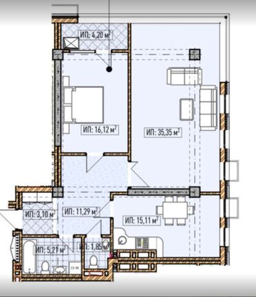 Помещения свободного назначения: 2 комнаты, 92 м², Элитка, 12 этаж, ПСО (под самоотделку)