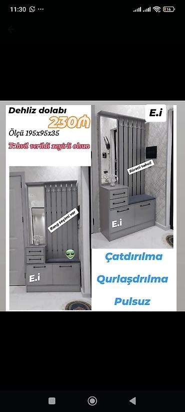 Mebel: Dehliz dolabı – 230₼ Ölçü: 195×95×35 sm - Geniş güzgülü panel - — 1
