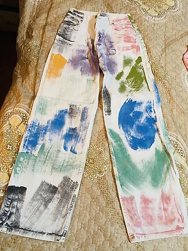 Dəstlər, kostyumlar: Qadın geyim dəsti – 4 məhsul 1) Boya fırçası effektli şalvar - Ağ — 1