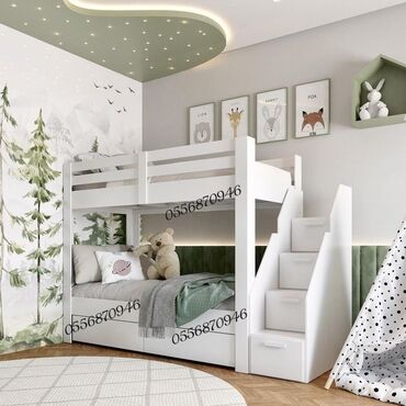 İkimərtəbəli uşaq çarpayıları: Oğlan və qız üçün, Yeni, Çarpayı, Matras ilə, Siyirməli, Laminat — 22