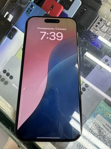 телефон 16 про макс: IPhone 16 Pro, Колдонулган, 256 ГБ, Black Titanium, 100 %