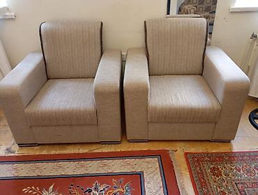 Divan və kreslo dəstləri: İşlənmiş, Divan-kravat, 2 kreslo, Bazalı, Açılan — 3