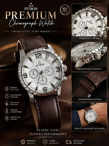 pull beer: FITRON Premium Chronograph Watch — классические мужские часы с — 1