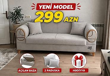 acılıb yığılan divan: Yeni model divan – 299 AZN - Rəng: açıq boz - Modern, kompakt dizayn; — 1