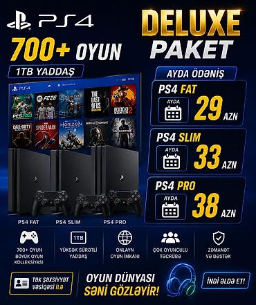 ps4 1 tb: PS4 Deluxe Paket – 1TB yaddaşlı oyun konsolu - Modellər: PS4 Fat, PS4 — 1