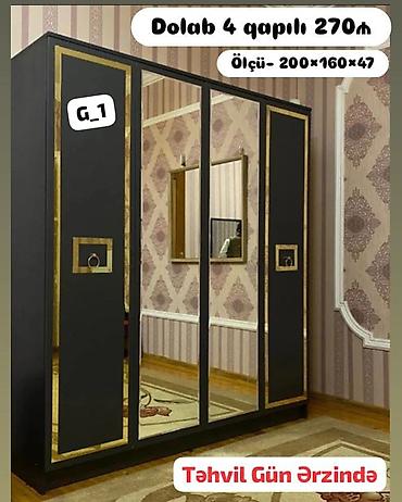 Ev üçün mebel: 4 qapılı paltar dolabı – G_1 model - Ölçü: 200 × 160 × 47 sm - 4 qapı — 1