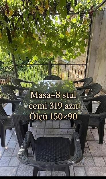 eyvan dolabı: Yeni, Dördbucaq masa, 6 stul, Qatlanan, Stullar ilə, Həsir toxunuşlu, Azərbaycan — 5