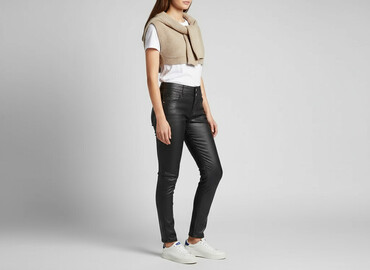 woskowane legginsy z wysokim stanem: M.Sara, Jeansy damskie, rozmiar S