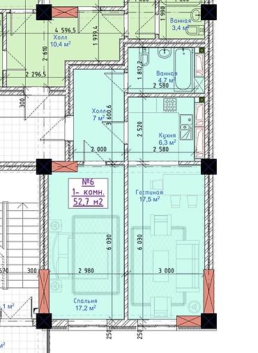 донецкий: 1 комната, 53 м², 8 мкр Элитка, 4 этаж, Готовая ПСО (под самоотделку) — 1