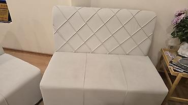 kafe stulları: Ağ rəngli iki nəfərlik divan oturacaq - Minimalist dizayn, almaz — 2