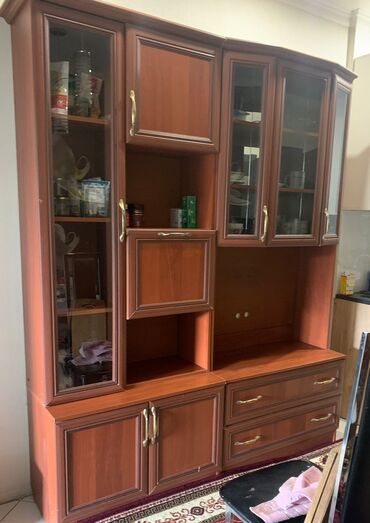 стенка и горка: Гарнитур для зала, Тумба под ТВ, ДСП, цвет - Коричневый